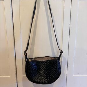 Woven Black Crossbody Bag with Adjustable Strap